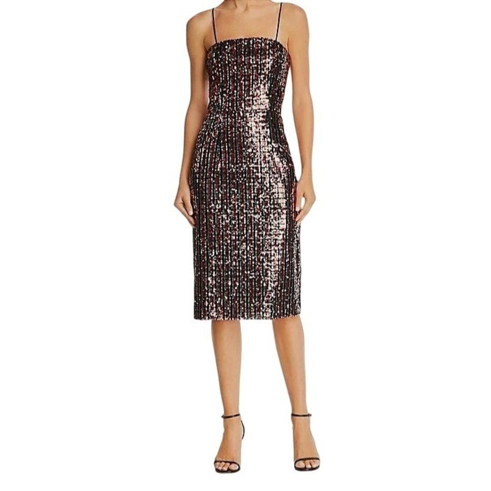 MILLY Christie Dress Women's Size 8 Multicolor Sequin Striped Cocktail NWT $375 - Picture 1 of 16